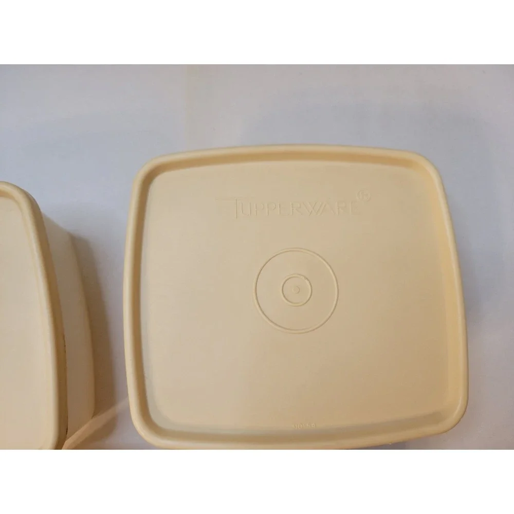 70s/80s Vintage Tupperware Sheer Food Storage Container Set w 3 Almond Lids 310